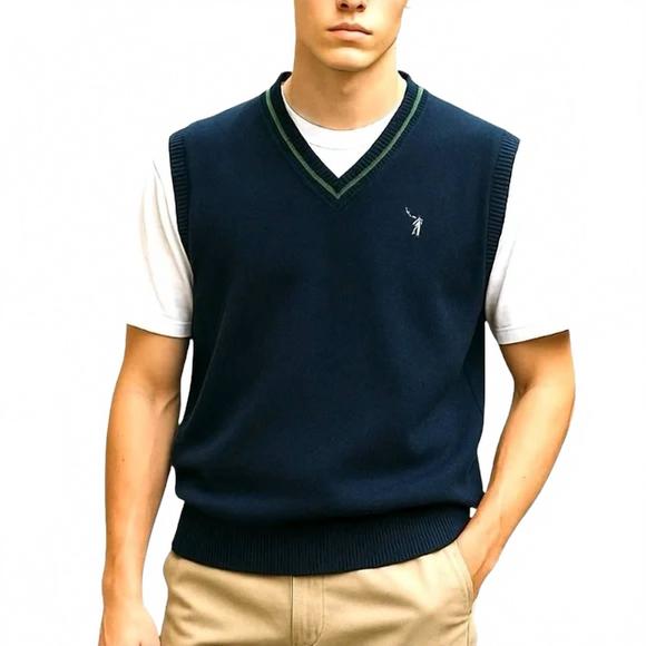 Golf Course Navy Golf Vest Greg Norman Double Knit Peached Golf